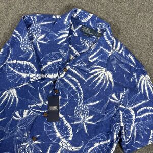 New Polo Ralph Lauren Shirt‎ Mens L Blue Classic Fit Hoffman Camp Hawaiian $168